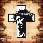 Jesus Christ Cross Art – Crown of Thorns Wall Illustration