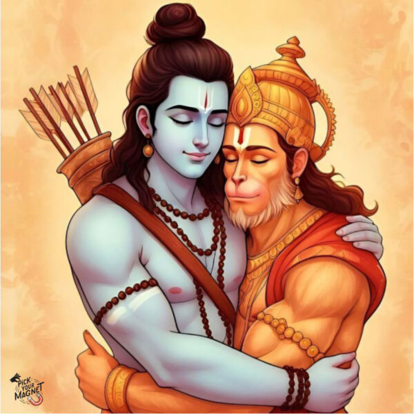 Lord Ram and Hanuman Hug – Divine Bond of Devotion