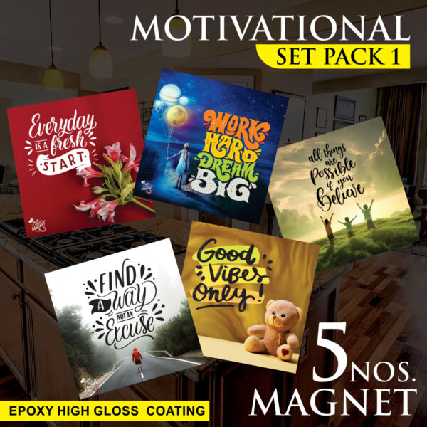 MOTIVATIONAL SET MAGNET CARD IN BLACK BACKGROUND
